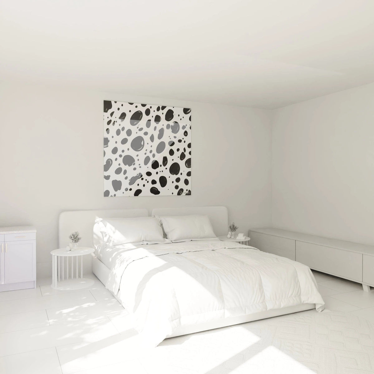 Tableau tacheté noir et blanc de Walensky, parfait pour la décoration intérieure d'une chambre moderne