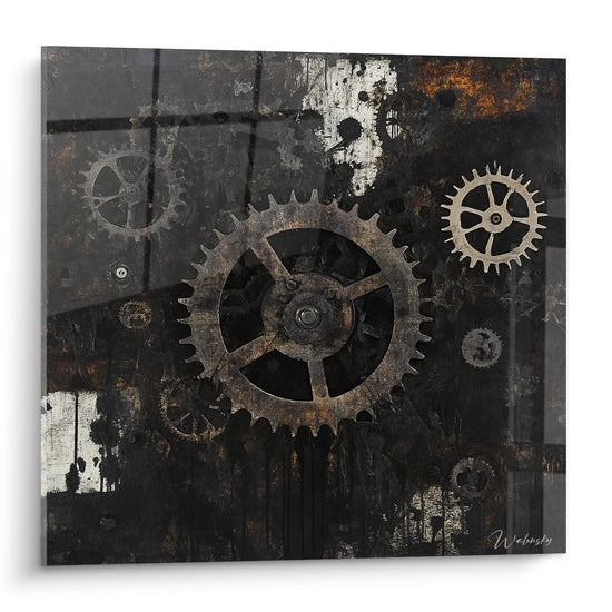 Tableau engrenages industriels - Mécanisme rouillé - édition machines et engrenages
