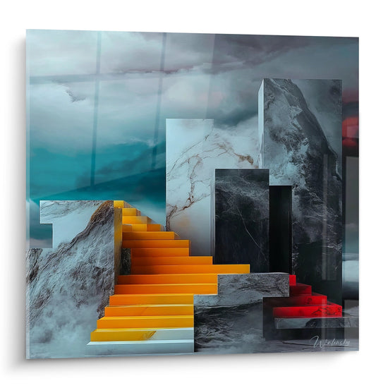 Tableau escaliers géométriques - Fusion architecturale - édition Architecture