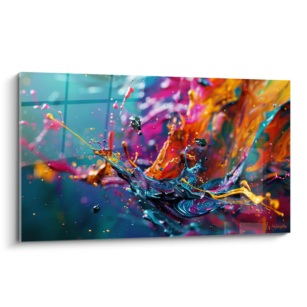 Tableau Explosion Colorée - Symphonie Liquide - édition style peinture abstrait