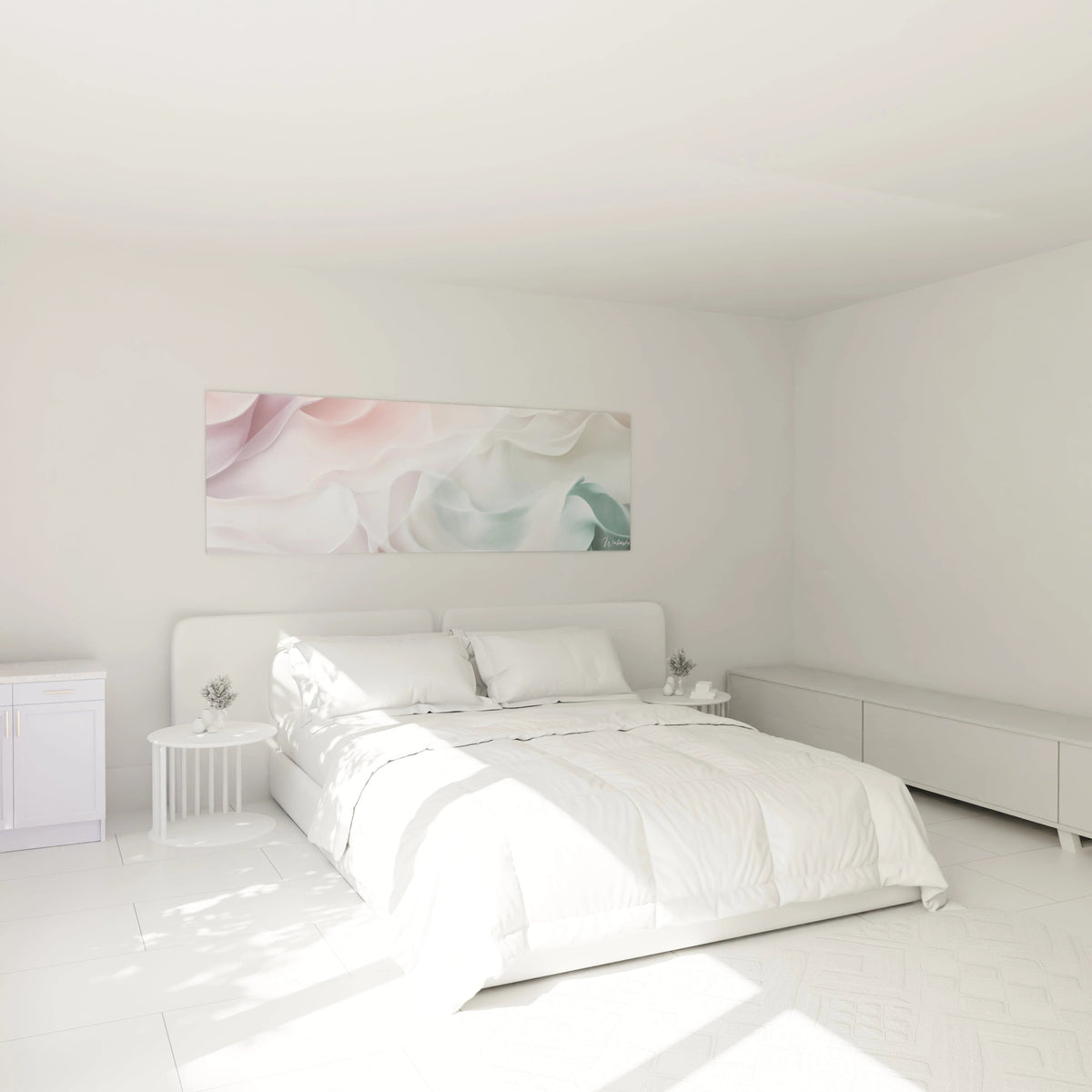 Tableau moderne abstrait Walensky avec des ondulations pastel pour embellir une chambre lumineuse