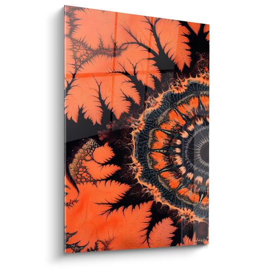 Tableau Fractale Orange - Éclosion Végétale - édition fractale