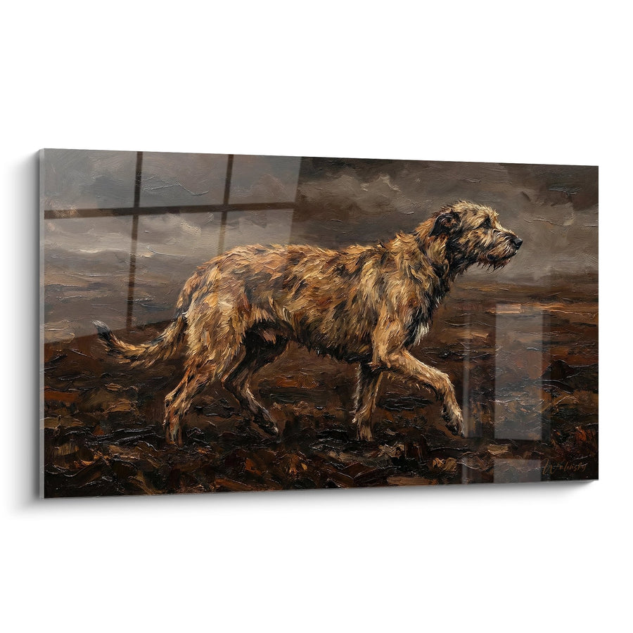 Tableau Irish Wolfhound aux Poils Cuivrés sur Terrain Humide - Grâce Indomptée - Edition Irish Wolfhound