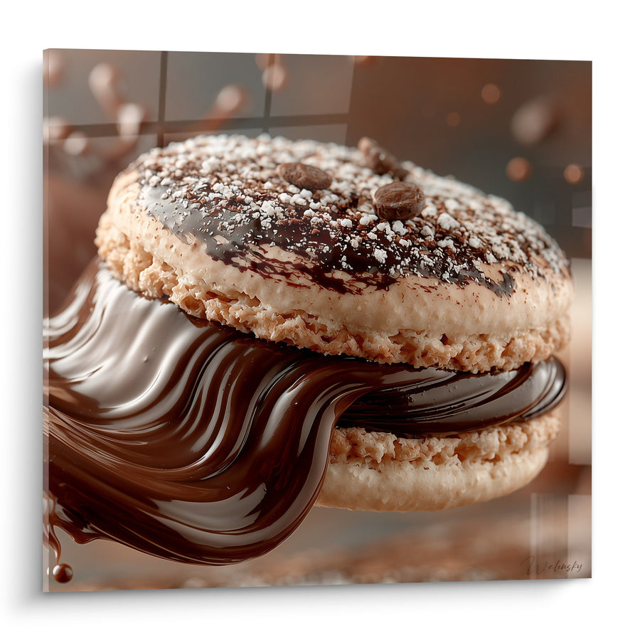 Tableau Macaron beige et brun ganache coulante - Coulée gourmande - Edition Macaron
