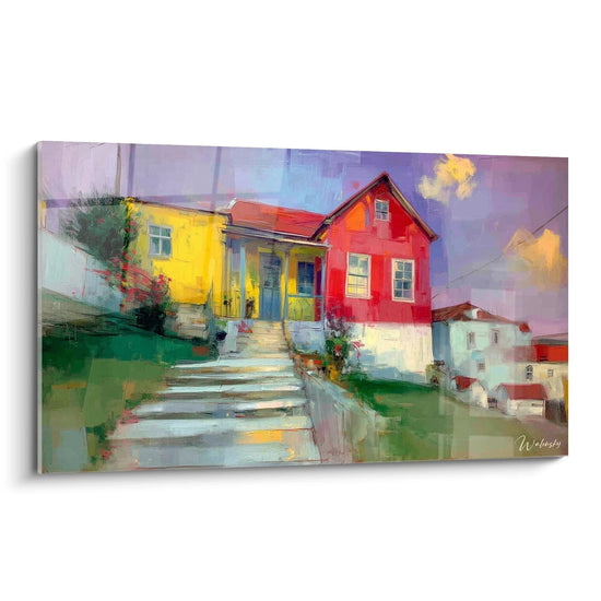 Tableau Maisons Escalier Vibrant - édition impressionnisme