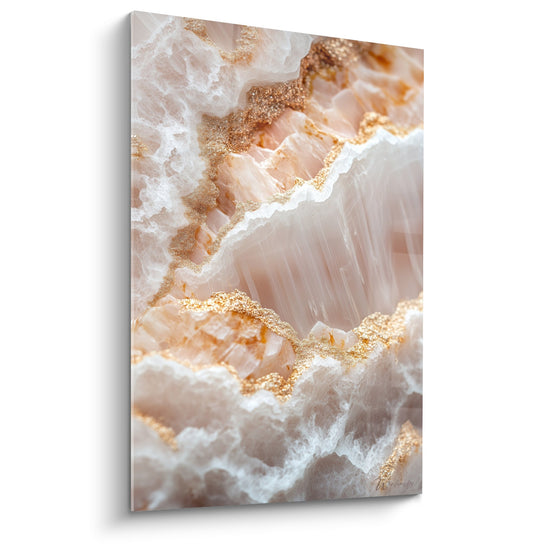 Tableau marbre abstrait veines dorées scintillantes fond blanc cristallin nacré textures géologiques