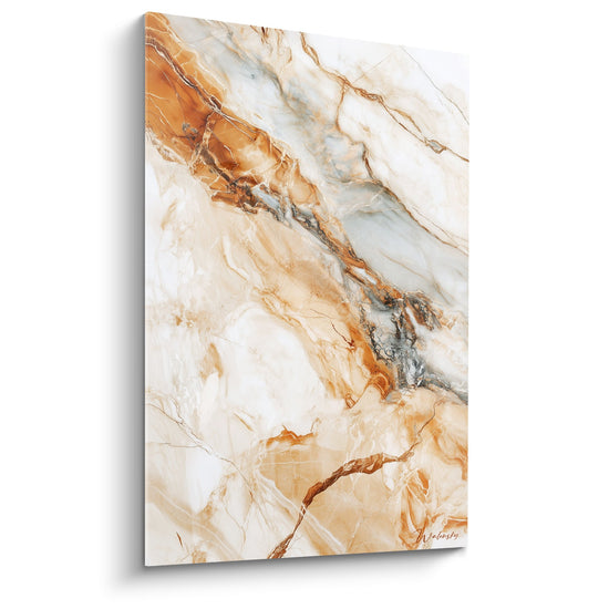 Tableau marbre abstrait veines dorées blanches orangées décoration murale moderne élégante