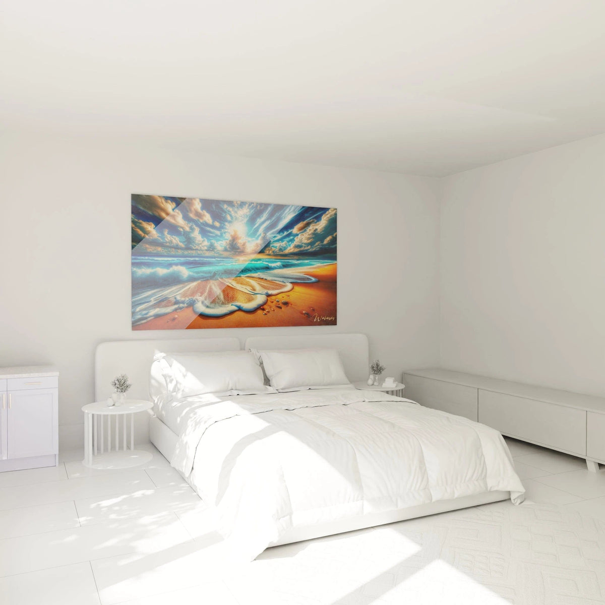 Tableau paysage mural Walensky représentant une plage ensoleillée avec des vagues apaisantes