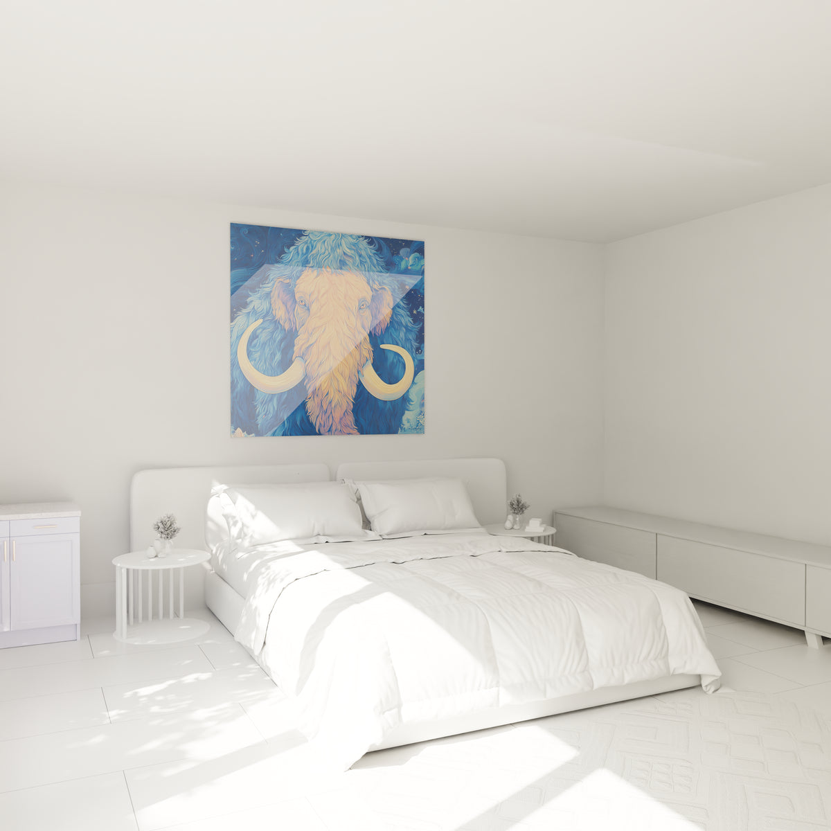 Tableau mural mammouth laineux dans chambre moderne - décoration style post-impressionniste