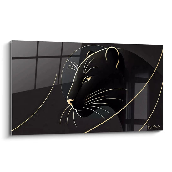 Tableau Murmure Noir et Or - Édition Panthère Noire Animaux