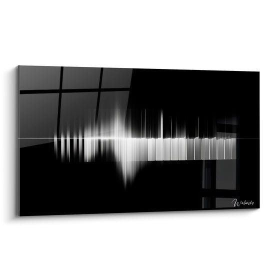 Clavier musique aux touches anthracite fondues dans un halo blanc éclatant central