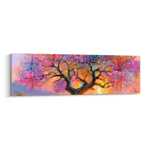 Tableau Olivier rose et orange au tronc noueux - Floraison éclatante - Edition Olivier