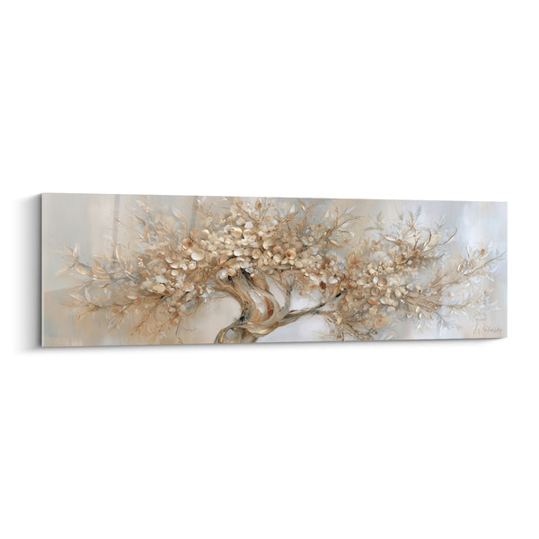 Tableau Olivier tronc sculpté fleurs ivoire - Sérénité feutrée - Edition Olivier