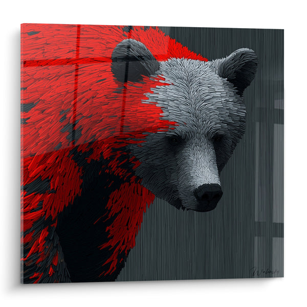 Tableau Ours brun au pelage rouge et gris texturé - Museau noir contrasté - Edition Ours brun