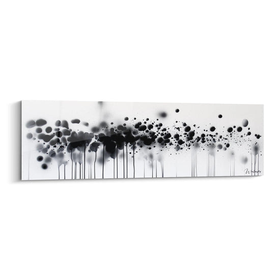Tableau tacheté noir et blanc de Walensky avec des éclaboussures artistiques et des gouttes