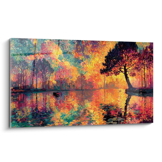 Tableau Paysage Automnal Touches Impressionnistes - édition pointillisme