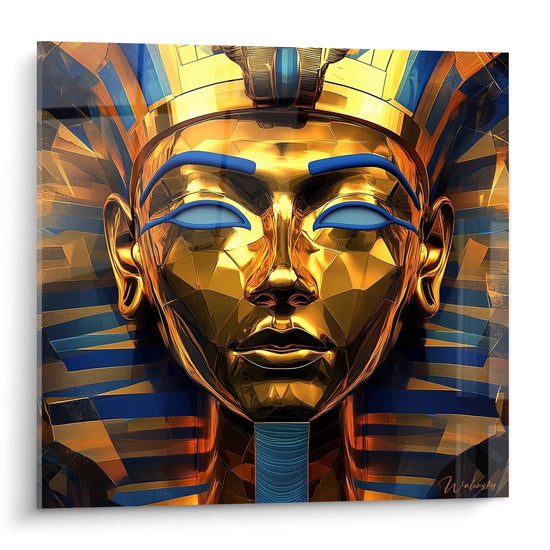 Tableau mural Walensky représentant un masque égyptien doré aux accents bleus