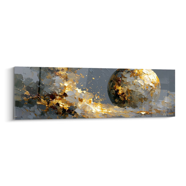 Tableau Sphère dorée aux éclats anthracite - Collision stellaire - Edition Planète