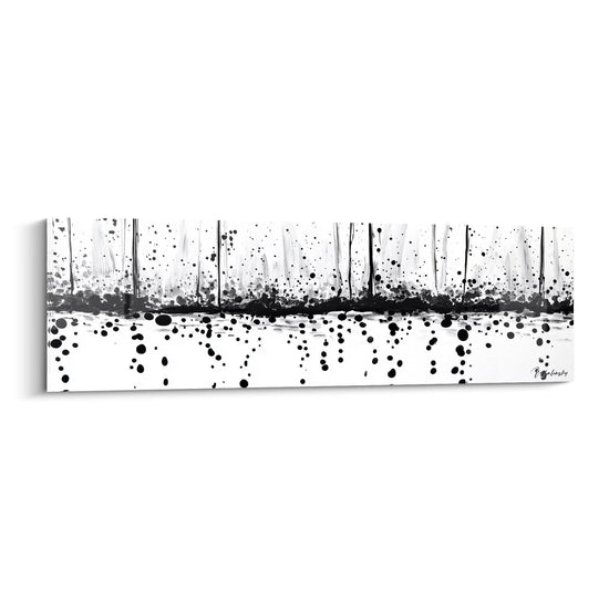 Tableau tacheté noir et blanc de Walensky avec motifs abstraits et texture riche