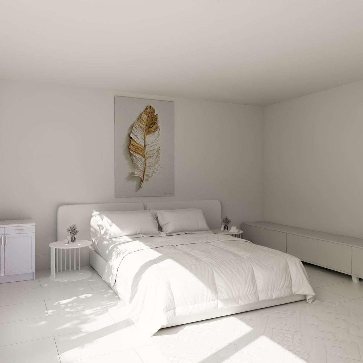 Tableau plume doree relief accroche au mur chambre decoration murale elegante moderne