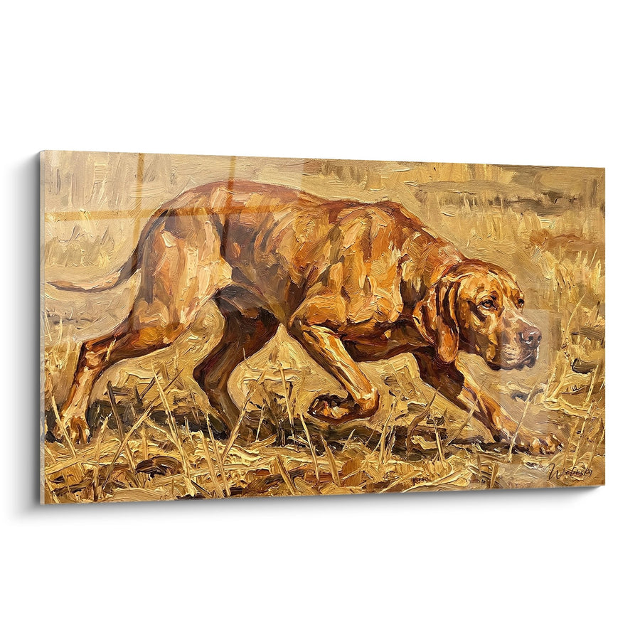 Tableau Chien de Chasse en Mouvement dans les Hautes Herbes - L'Instinct Sauvage - Edition Pointer Anglais