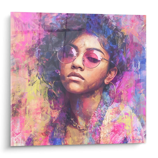 Tableau Portrait Femme - Art Urbain Vibrant - édition mode vintage