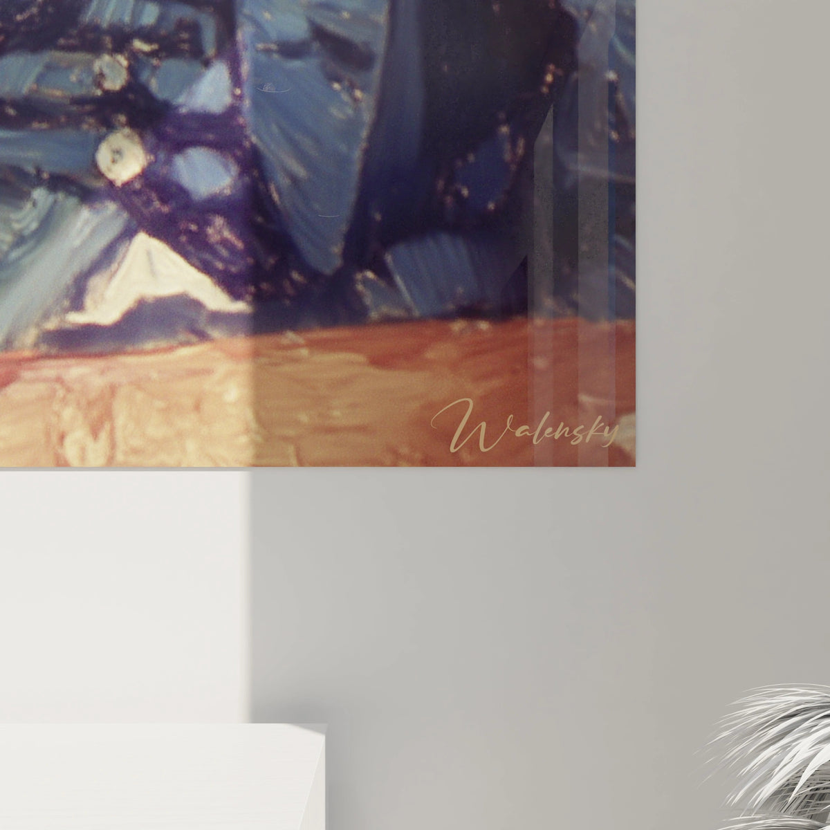 Tableau mural Walensky vue de coin avec signature couleurs bleu violet et touche texturée tableau portrait post impressionnisme