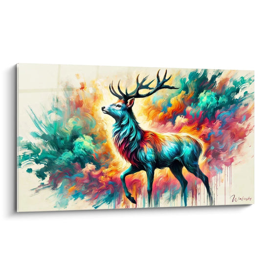 Tableau Renaissance Colorée du Cerf - Édition Animaux