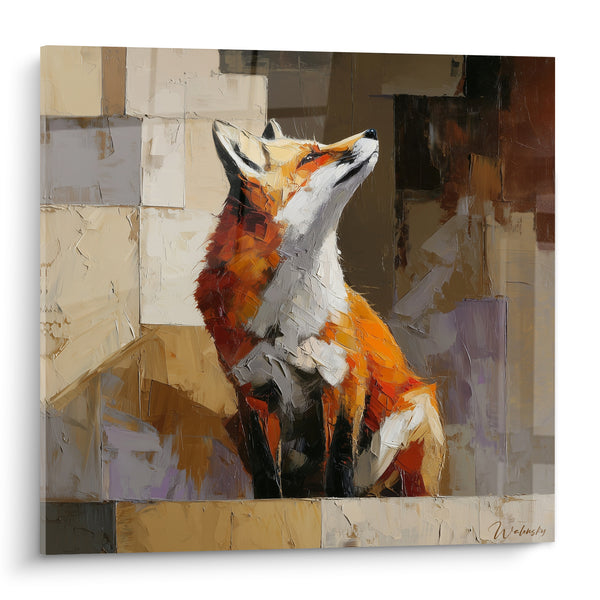 Tableau Renard roux au menton levé - Éveil silencieux - Edition Renard