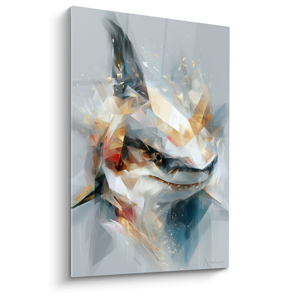 Tableau Requin géométrique gris et doré - Fracture marine - Edition Requin