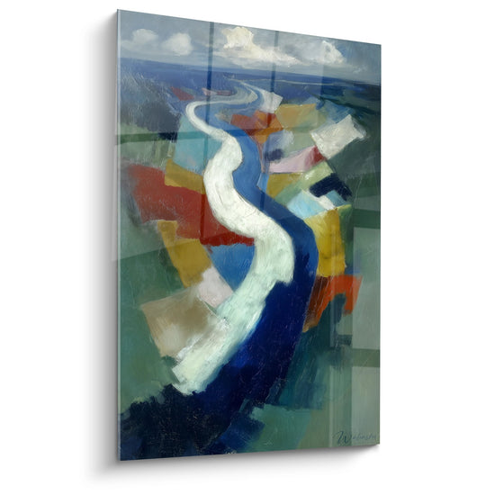 Tableau rivière sinueuse abstraite - Méandres colorés - édition Gorges et canyons
