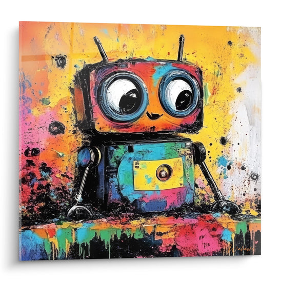 Tableau robot coloré - Art urbain mécanisme - édition machines et engrenages