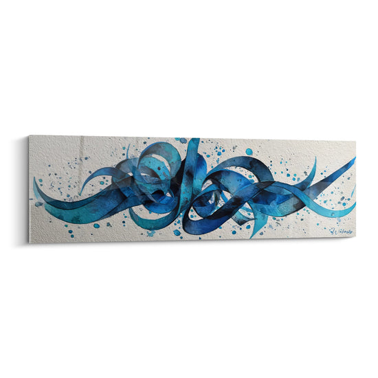 Tableau rubans fluides bleus - Danse Aquatique - édition calligraphie