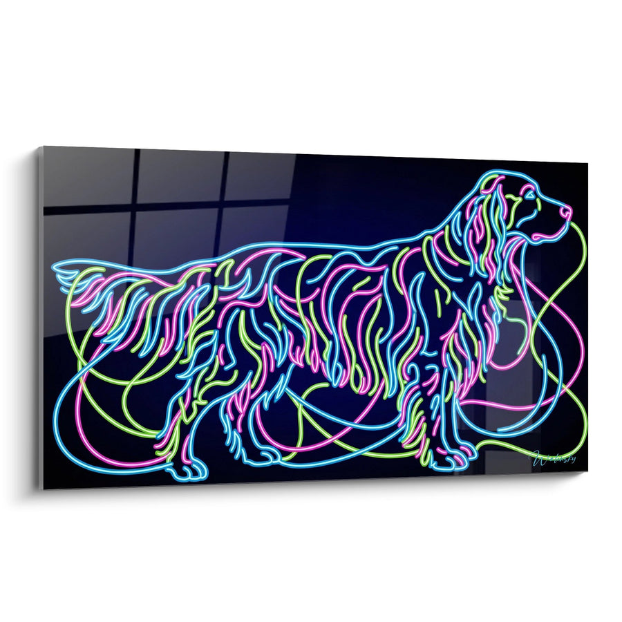 Tableau Chien aux Lignes Néon Multicolores - Éclat Lumineux - Edition Setter Anglais