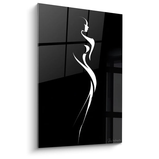 Tableau silhouette féminine élégante noir et blanc art moderne décoration murale