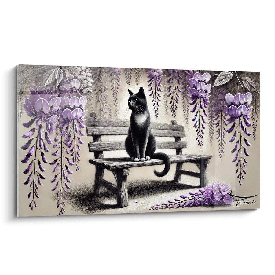 Tableau Sous la Glycine - Edition Chat Animaux