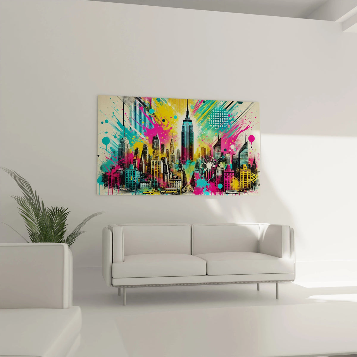 Ajoutez une ambiance moderne à votre salon avec ce tableau street art. Son design pop art et graffiti transforme votre décor en célébration de l'art urbain.

