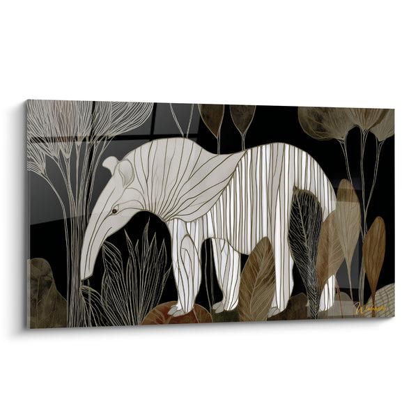 Tableau Tapir blanc et noir parmi feuillages - Marche nocturne - Edition Tapir