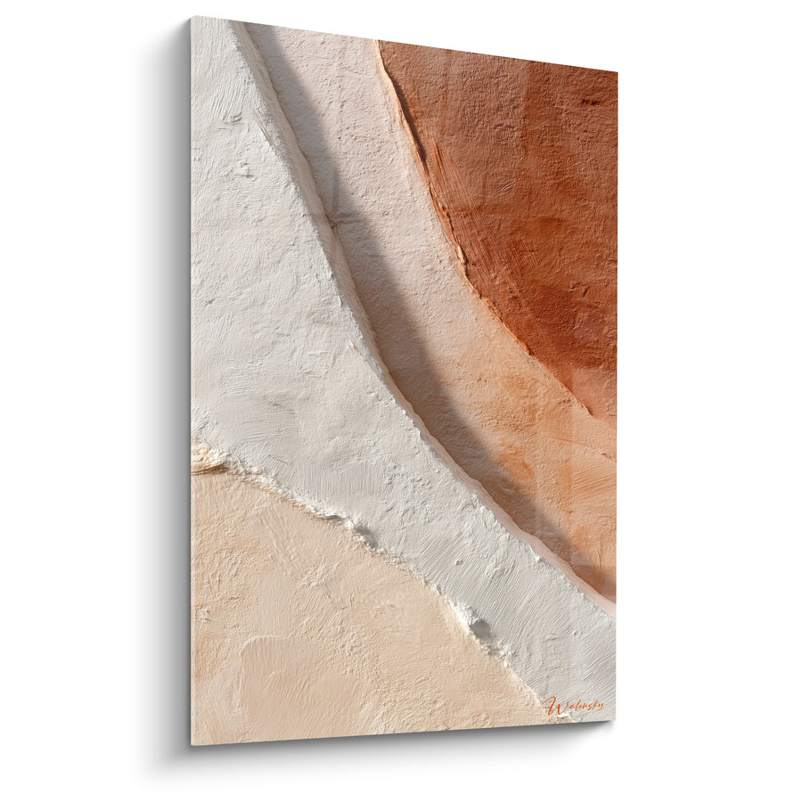 Tableau Faille diagonale blanche et rouille texturée - Ligne de rupture - Edition Terracotta