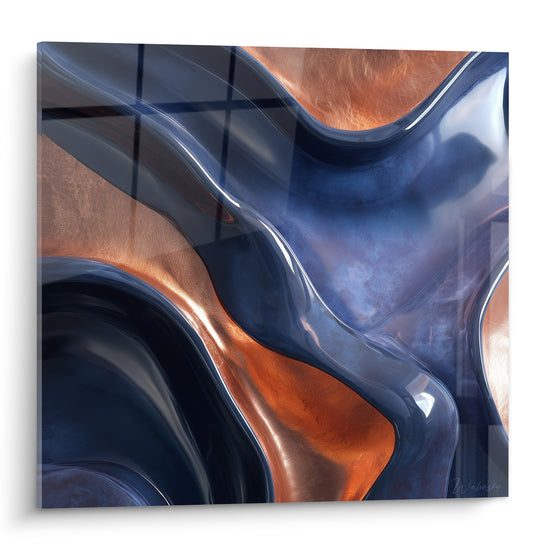 Terracotta déploie des vagues fluides bleu marine et cuivre aux reflets métalliques brillants