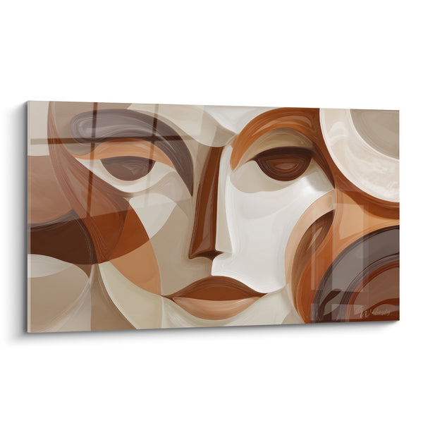Tableau Visage abstrait terracotta et ivoire - Fragments intérieurs - Edition Terracotta