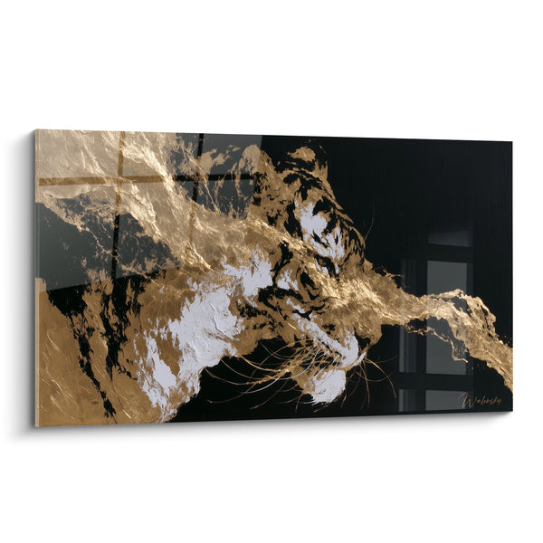 Tableau Tigre doré et noir en mouvement - Rugissement d'or - Edition Tigre