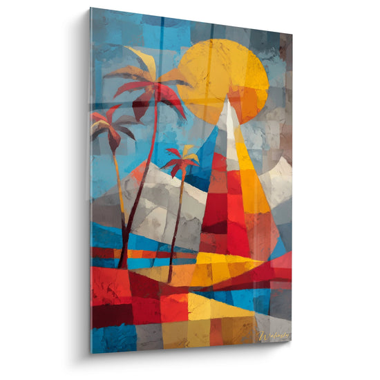 Tableau paysage tropical abstrait - Évasion Cubiste - édition Volcan