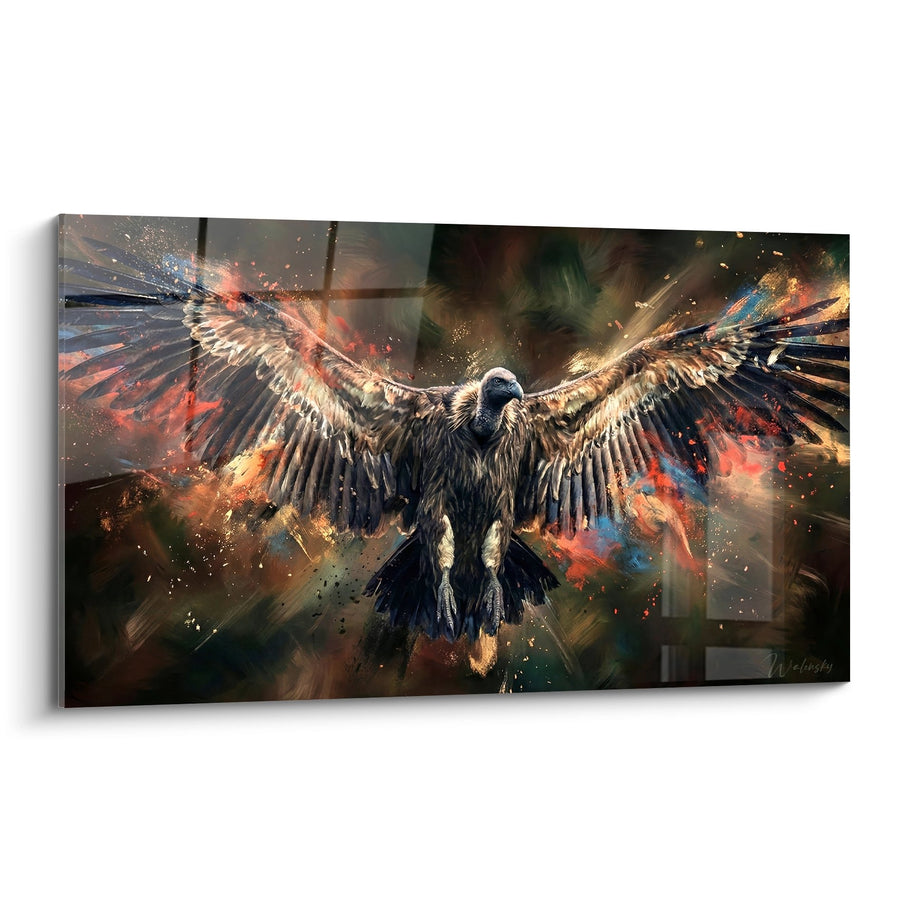 Tableau Vautour aux Ailes Déployées sur Fond d'Explosion Colorée - Puissance Sauvage - Edition Vautour