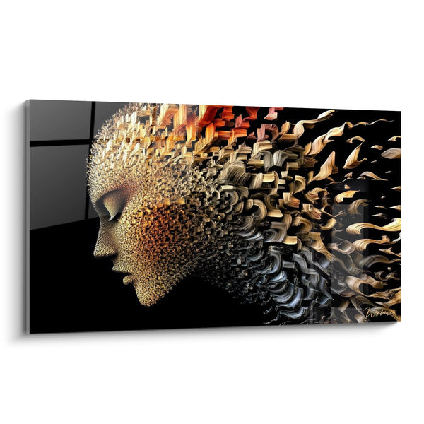 Tableau visage fragmenté - Métamorphose pixélisée - édition figuratif abstrait