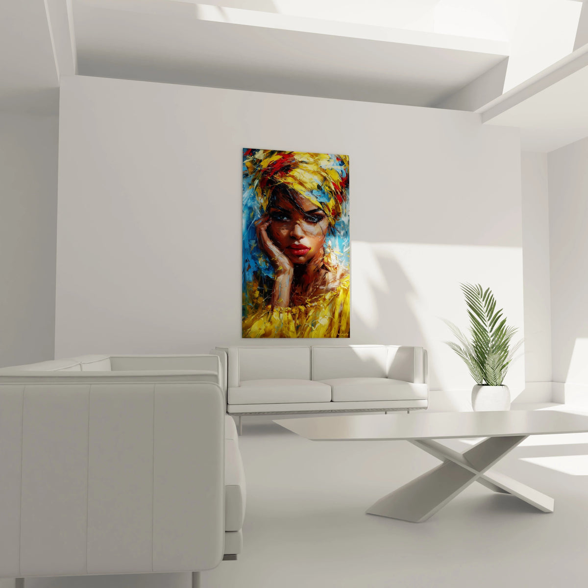 Tableau visage africain moderne de Walensky avec couleurs vives pour décoration intérieure élégante