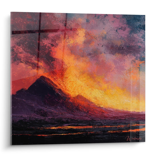 Tableau volcan en éruption - Embrasement du crépuscule - édition volcan