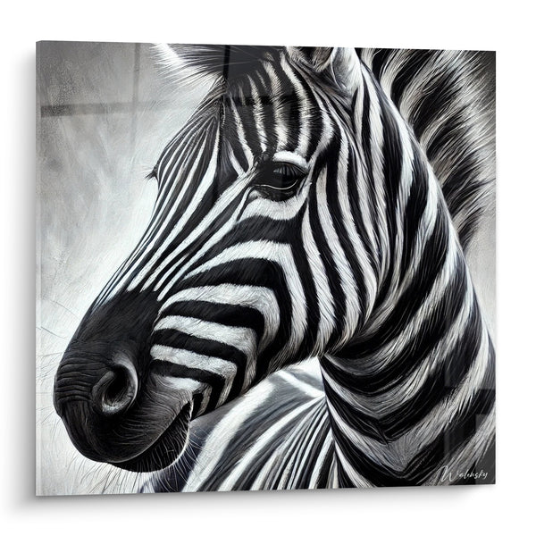 Tableau Zèbre au profil noir et blanc rayé - Regard de la savane - Edition Zèbre