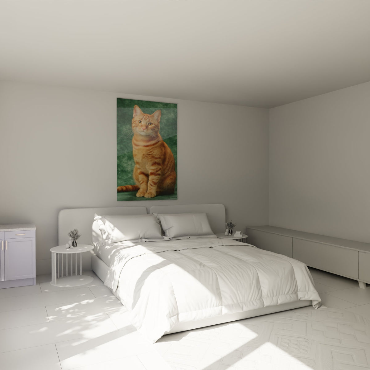 Décoration chambre avec tableau chat roux American Shorthair, ambiance chaleureuse et apaisante