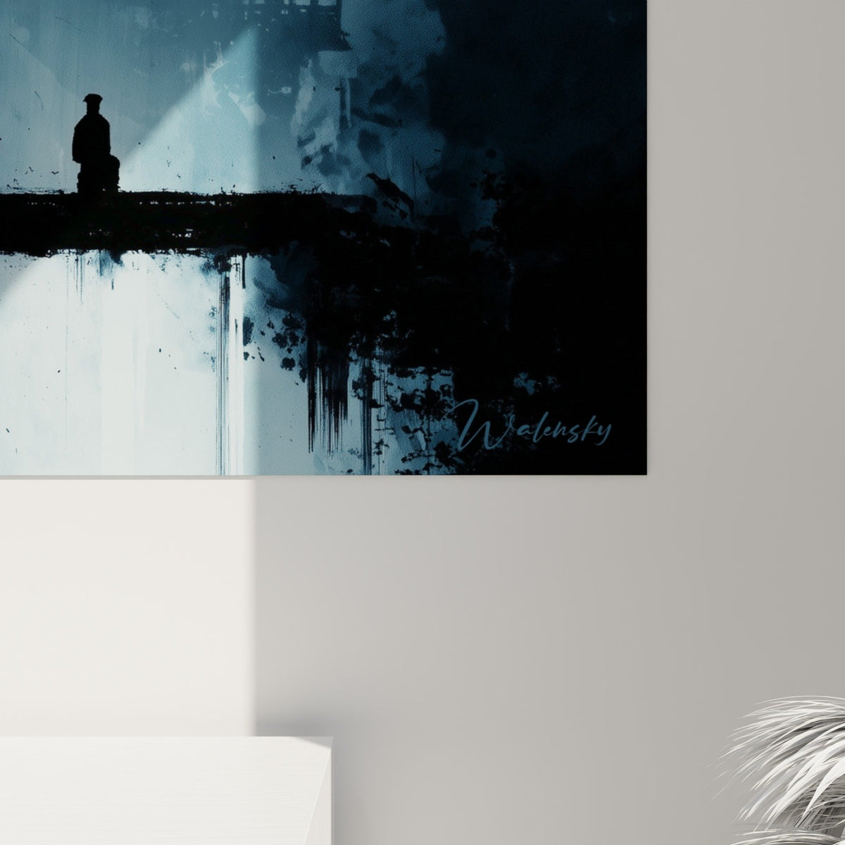 Vue d'ensemble tableau pagode mystique dans salon moderne avec décoration zen et mobilier naturel